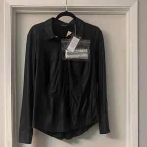 Marciano Black Leather Shirt